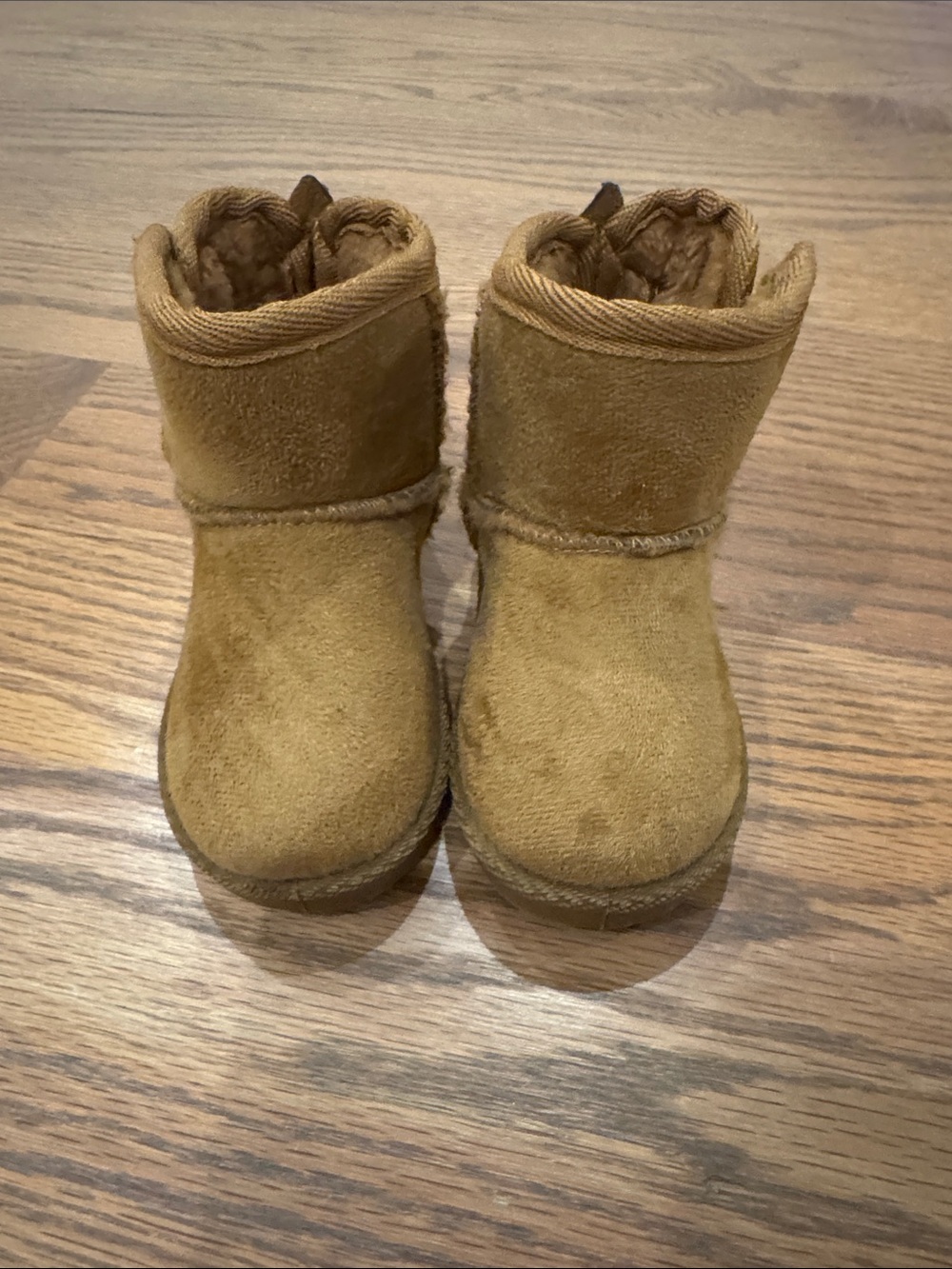 Olivia Miller Toddler Suede Booties in Camel Brown